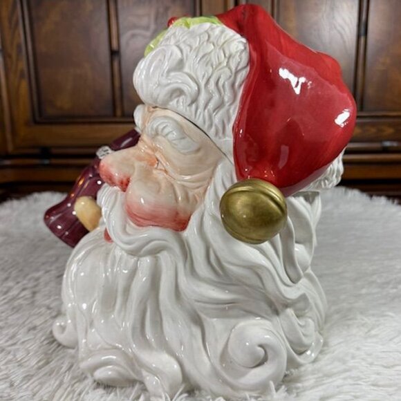 Vintage Coca-Cola Glazed Ceramic Santa Holding Coke Bottle Large Cookie Jar - Picture 5 of 13